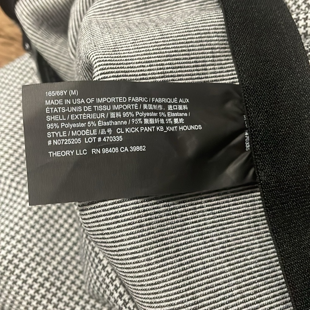 Theory Houndstooth Cropped Kick Pull On Pant Minimalist Quiet Luxury Old Money - Picture 5 of 5